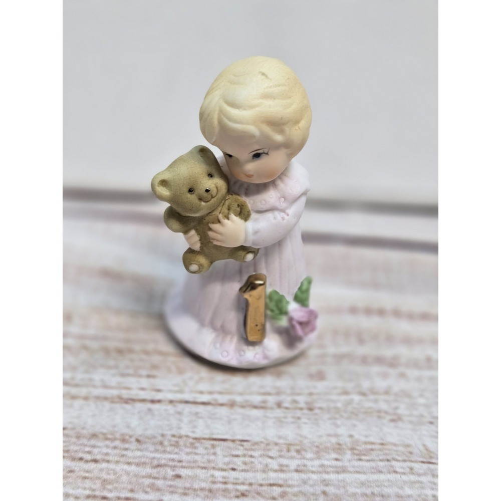 ENESCO Growing Up Birthday Girls Porcelain Figurine Age 1 Blonde Hair Tag box